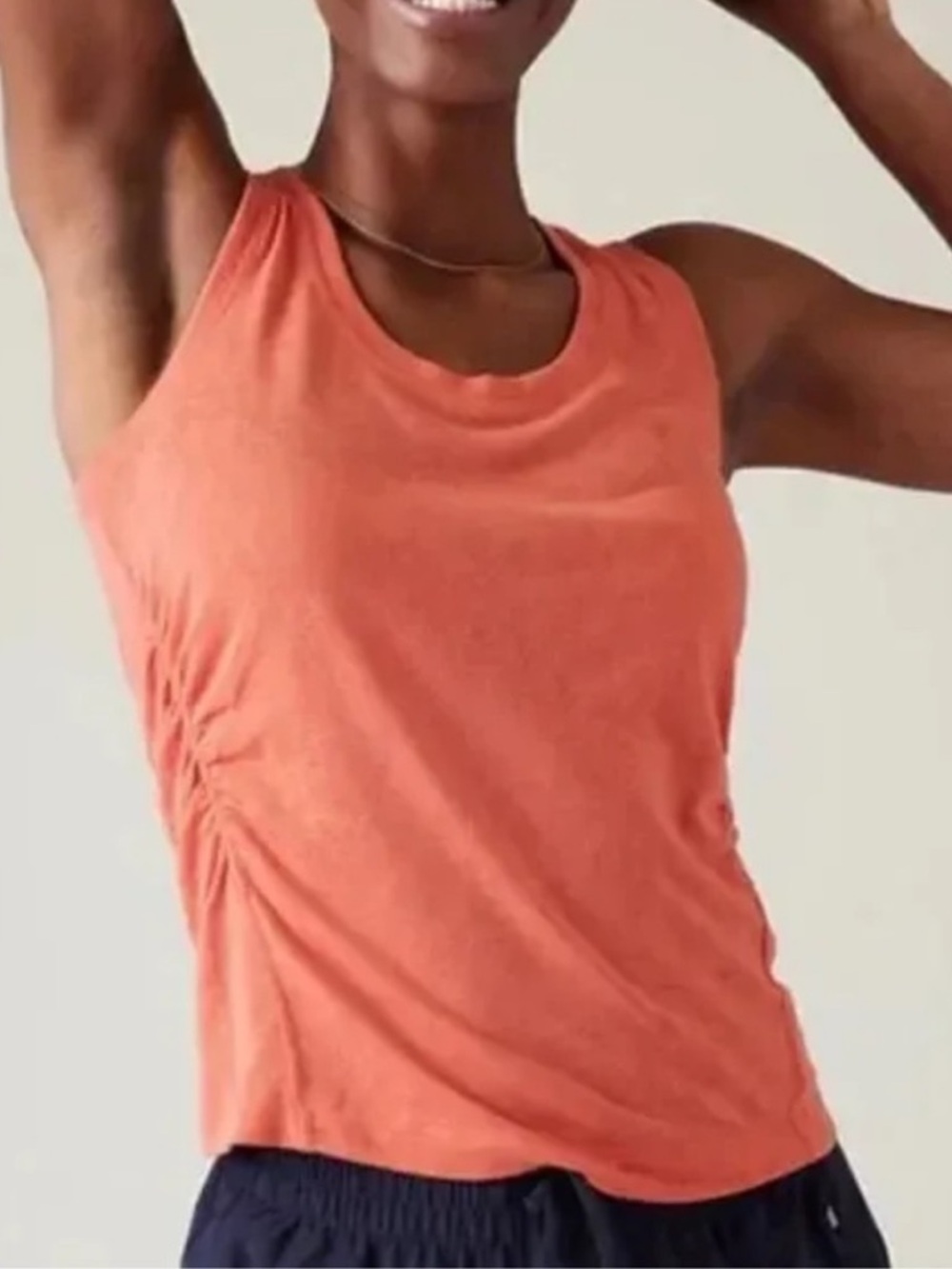 Athleta Breezy Ruched Tank Top Orange lightweight M